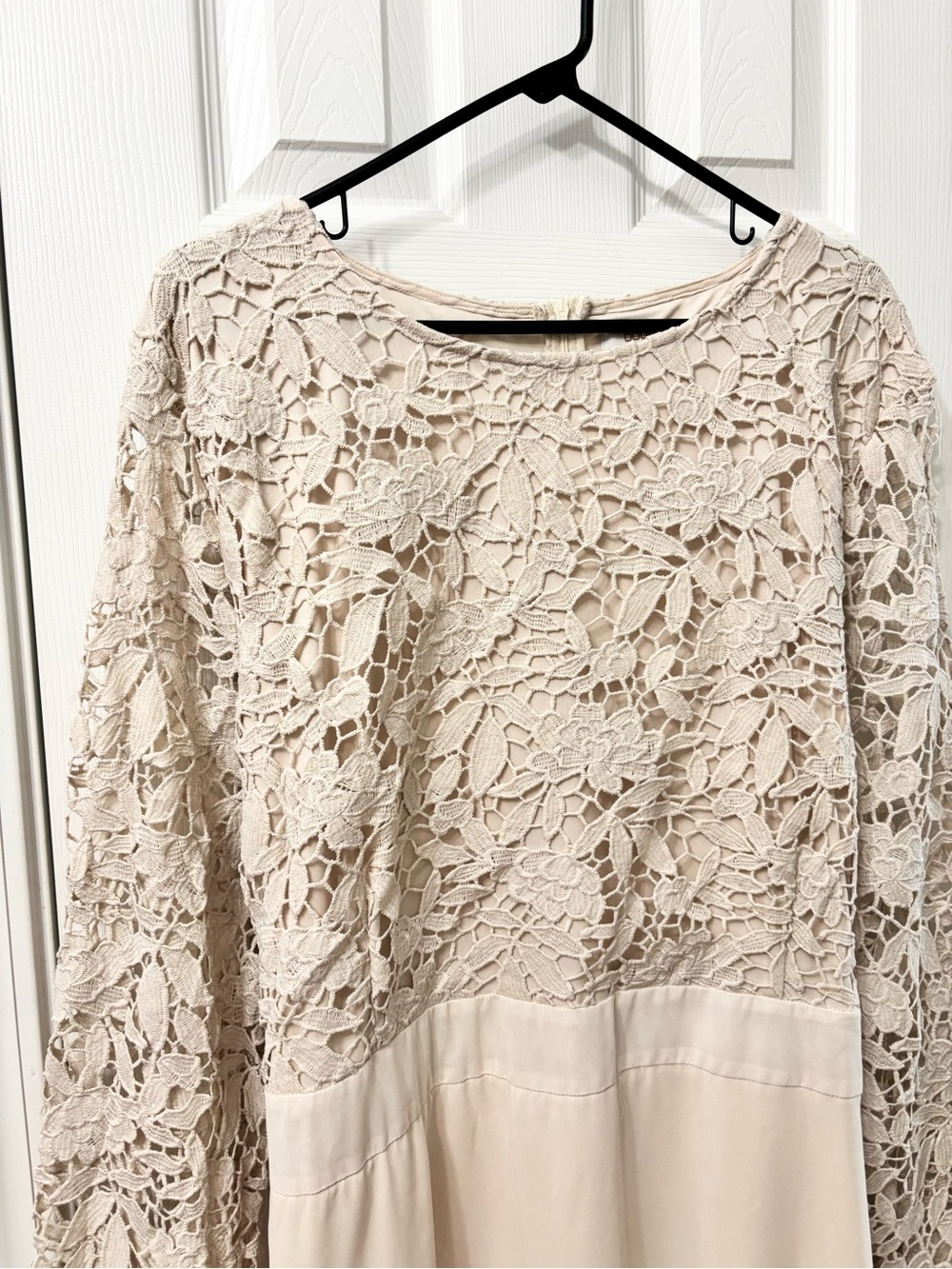 Boohoo Occasion Collection Plus Size 24 Lace Chiffon Midi Dress Beige Elegant - Picture 3 of 11